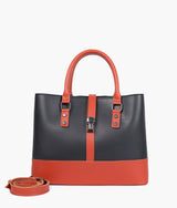 Black and rust multi-compartment shoulder bag