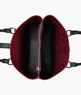 Burgundy and black multi-compartment shoulder bag
