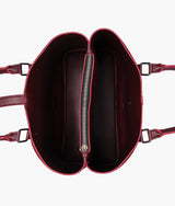 Burgundy suede multi-compartment shoulder bag