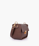 Dark brown saddle bag with twist lock