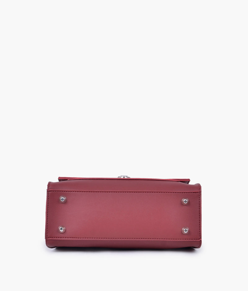 Maroon push-lock messenger bag