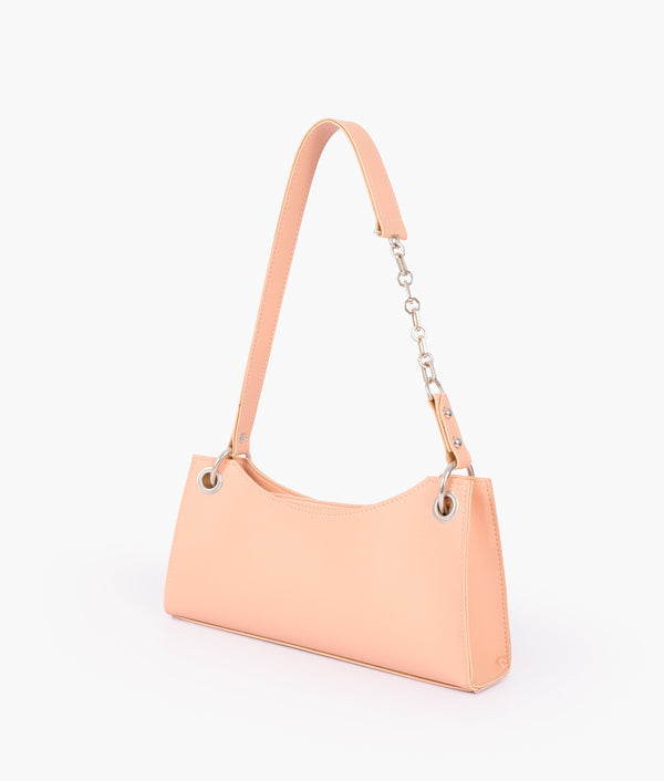 Peach elongated chain handle purse